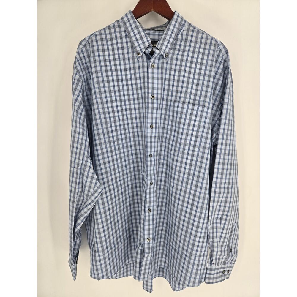 Eddie Bauer Blue Check Button Down Long Sleeve Shirt Men's XLT Tall